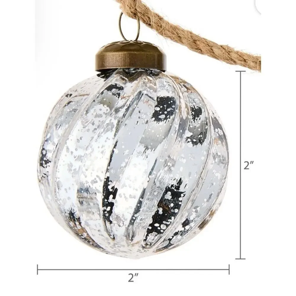 My Texas House Silver Shatterproof Ornament Christmas Garland 72”Mercury Glass
